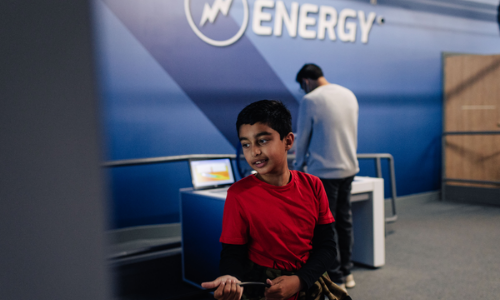 Boy playing in Aberdeen Science Centre Energy Zone