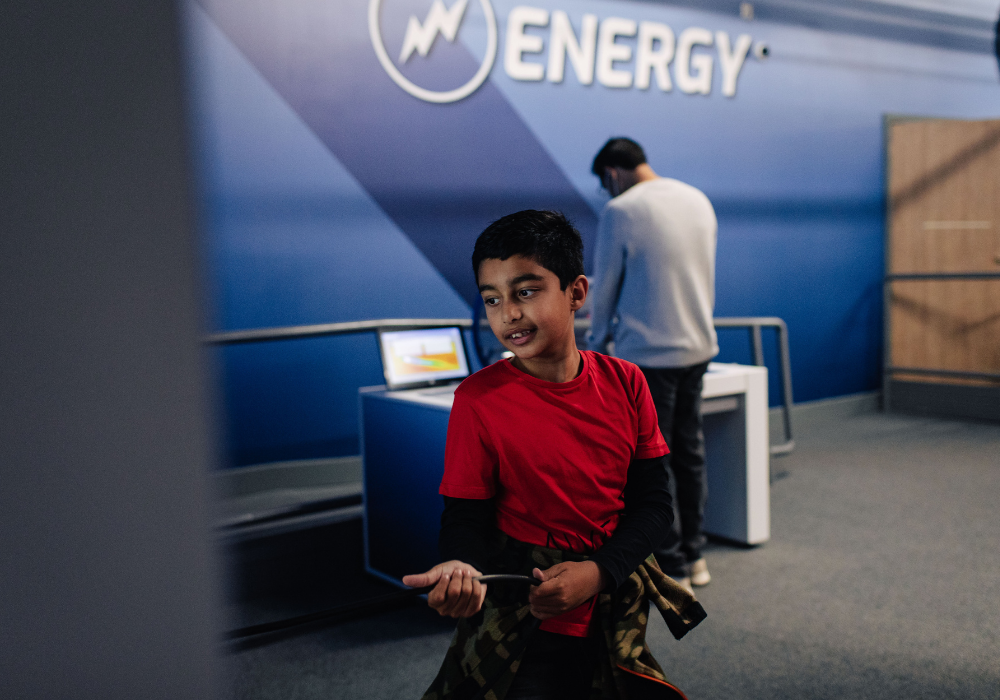 Boy playing in aberdeen science Centre's energy zone