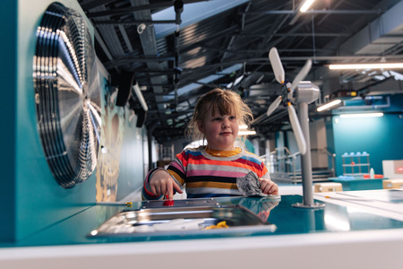 Young girl making her own wind turbine at Aberdeen Science Centre